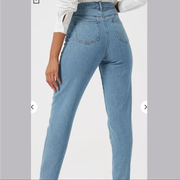 Blue High Waisted Comfort Stretch Denim Mom Jeans - Picture 2 of 4
